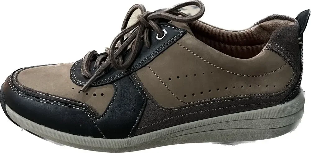 Clarks Unstructured Mens Black/Brown Suede Casual Comfort Shoes Size 10 Wide